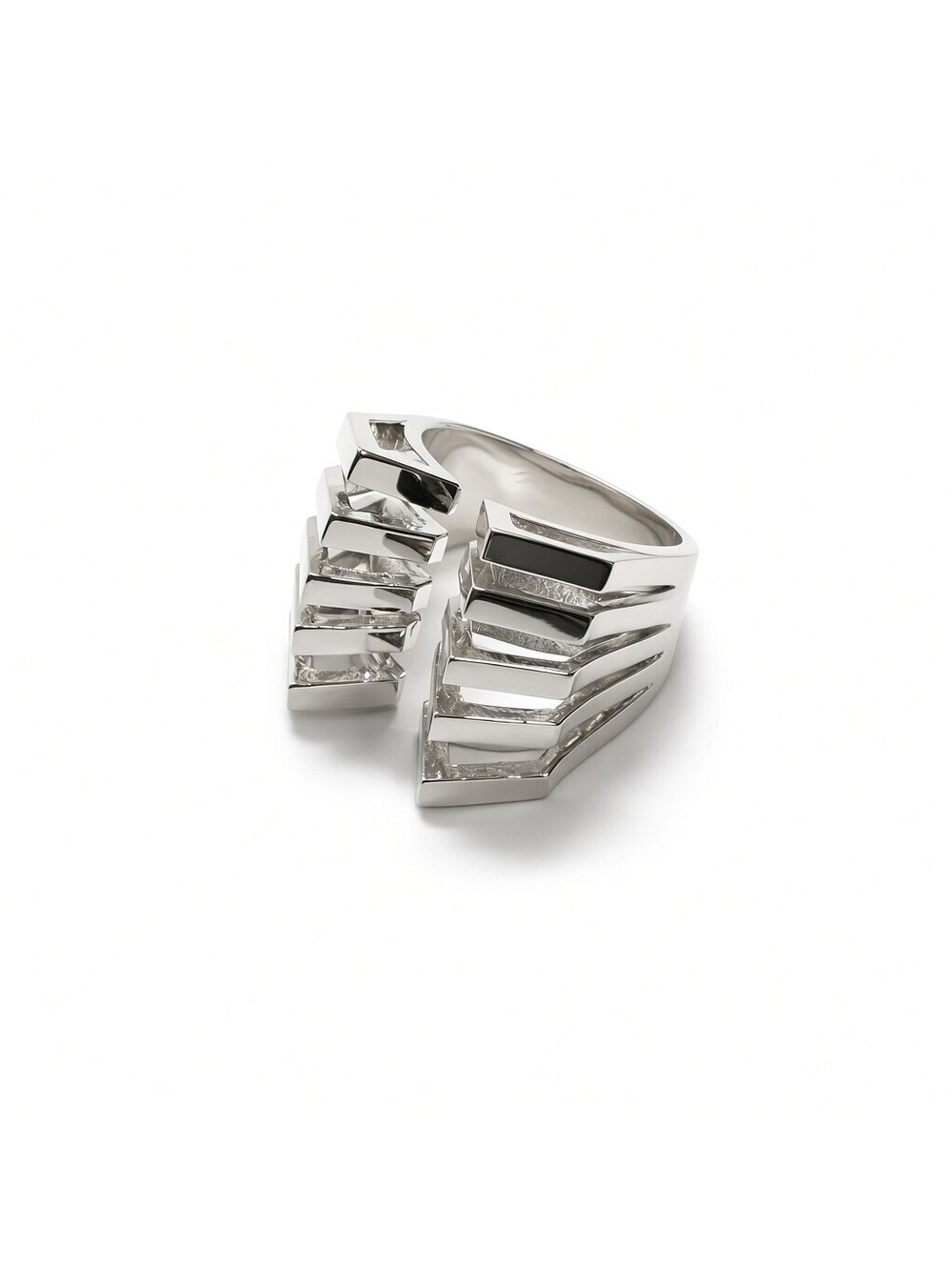 nOir Jewelry Valerie Silver Tone Caged Statement Ring Size 6
